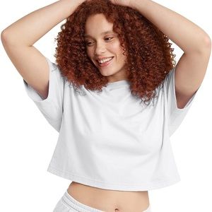 Hanes white crop top tee